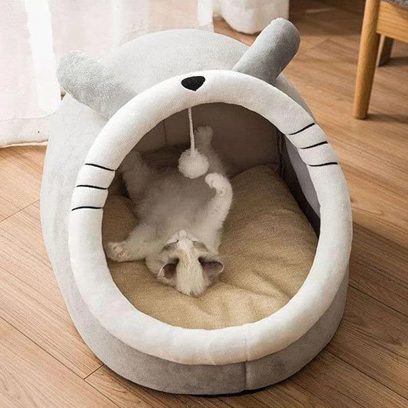 Deep Sleep Cat Bed Cartoon Pet Bed Foldable Removable